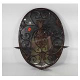 Large decorative mirrored wall sconce, 19" × 25"