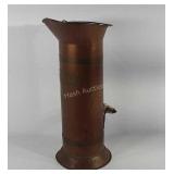 Tall copper ash bucket with porcelain handle, 20"