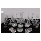 Glassware; Candle Sticks, serving bowls, vases etc