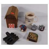Mixed lot, mugs, barn, toys,