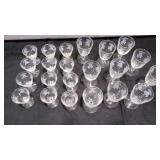Floral etched glassware 22 pieces.