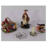 Mixed decor lot. Birds, candle, garden figure