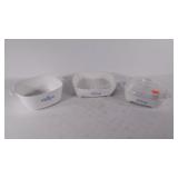 Corning dishes, microwave safe.