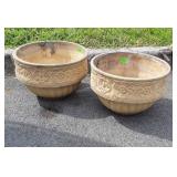Pair of 16"Decorative Planter Pots, cement molded