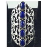 Size 8 lapis lazuli 3ct 5-stone platinum bond