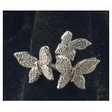 Size 8 diamond accent butterfly ring in platinum