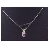 Sterling rose de France amethyst pendant with