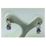 Sterling silver rose de France Amethyst earrings