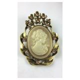 Champagne Austrian crystal floral cameo goldtone