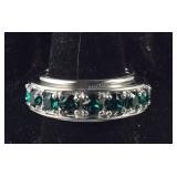 Size 7 emerald Swarovski crystal platinum bond