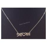 16-18in Sterling "Mom" heart CZ 3.9ct necklace