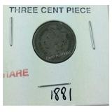 1881 three cent piece