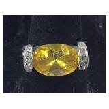 Yellow & White CZ Ring Marked 925, , size 7