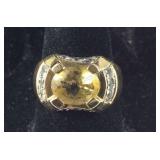 Gold over Silver Citrine & CZ Ring, 6.1 grams ,