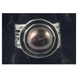 Vintage Black Pearl Ring Made in Israel, 9 grams