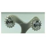 CZ Halo Stud Earrings, 5.6 grams