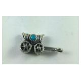 Turquoise Accented Carriage Charm, 2.1 grams