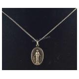 Miraculous Religious Medal Necklace, 3.9 grams ,