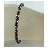 Silver & Garnet Beaded Toggle Bracelet, 10.2