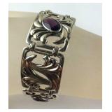 Heavy Vintage 925 & 14K Amethyst Bracelet, 34.2