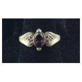 Garnet & CZ Ring, 3.3 grams , size 6