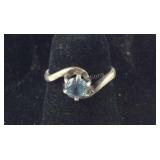 Vintage Solitaire Blue Topaz Ring, 1.7 grams ,