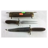 Wood and brass carving set marked India