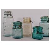 5 Glass canning  jar lot. Ball & Ideal