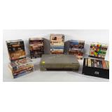 VHS tapes with Emerson DVD/VHS player, powers on,