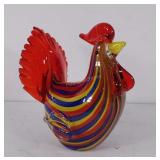 Glass chicken decor.