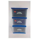 Three Little Tikes plastic storage containers,