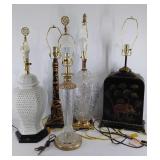 Group of 5 large lamp bases, tallest is