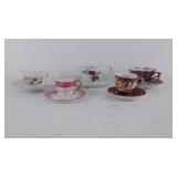 Group of 5 teacups and saucers, one marked