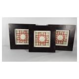 Set of three framed modern art prints, 18.5" ×