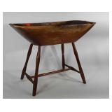 Dough bowl with legs, damage as shown, 27" × 14"