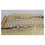 Silverplate flatware service for 8 in storage