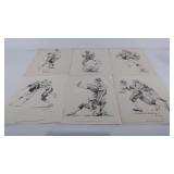 Group of 6 Washington Redskins drawings, 1981