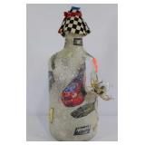 Glass NASCAR lamp, works, approximately 12" high