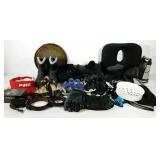 Mixed group, belts, boots, chair cushion, grater,