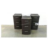 Three Sterilite plastic storage bin towers,