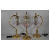 Table lamps, trio of unique styled lamps, poly