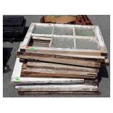 Group of 14 Old windows, various sizes, some