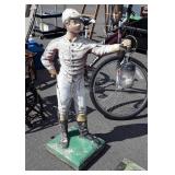 Concrete Lantern Lawn Jockey, 45" tall, concrete