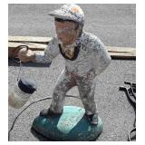 Concrete lantern Lawn Jockey, 26" tall, aged
