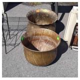 Two Brass 14" Decor Planters