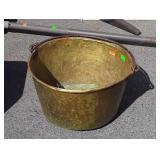 Early 16" Brass Kettle, steel handle
