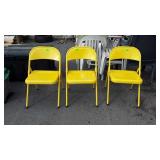 3-Yellow Metal Folding Chairs