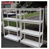 Two white poly Storage Shelves, 34x57"