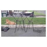 Three wrought iron plant stands