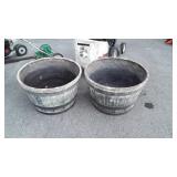 Two poly Planter Barrels, 24x16" high